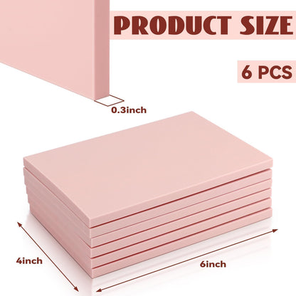 Oopsu 6 Pack 4"x6" Pale Pink Rubber Stamp Carving Blocks Rubber Carved Brick for Stamp Soft Rubber Crafts and DIY Craft Project