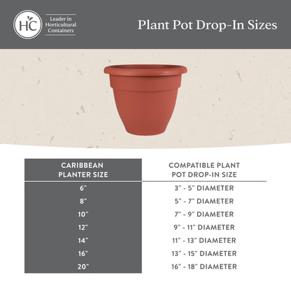 The HC Companies Caribbean Planter Pot - Outdoor & Indoor Plant Pot with Drainage Hole & Plug - Rolled Rim Plastic Pots for Plants & Flowers - Decorative Plant Pot (14" Honey, Pack of 1)