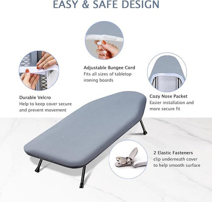 SheeChung 12.5"x32" Small Table Top Ironing Board Cover and Pad, Fits Mini