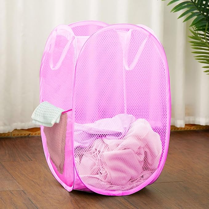Pop Up Laundry Hamper, Portable Mesh Laundry Basket, Collapsible Clothes