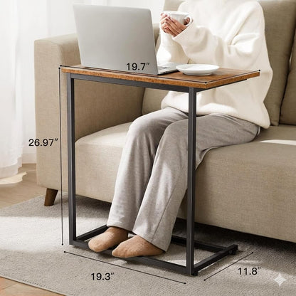 Pipishell C Shaped End Table 27 inches High, Side Table for Couch Slide Under, C Table Sofa Side End Table for Living Room