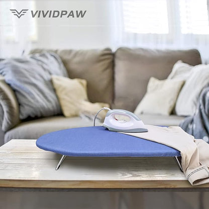 Small Ironing Board Cover and Pad 12.5 x 30, Elastic Edge, Silicone Coated