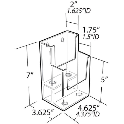 Azar Displays 252032 Clear Two-Tier Tri-Fold Brochure Holder, Acrylic Boxes for Display - Table Menu Holder Stands (4.25” W by 3.75” D by 7” H)-Tabletop Pamphlet Holder - 2-Pack