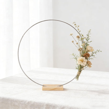 6 Pack Floral Hoop with Stand and 38-Yard Paddle Wire 24 Inch Metal Rings for DIY Centerpiece Table Decorations Crafts Macrame Rings Hoop Wreath Dream Catcher Rings Wedding Christmas Wreaths, Silver