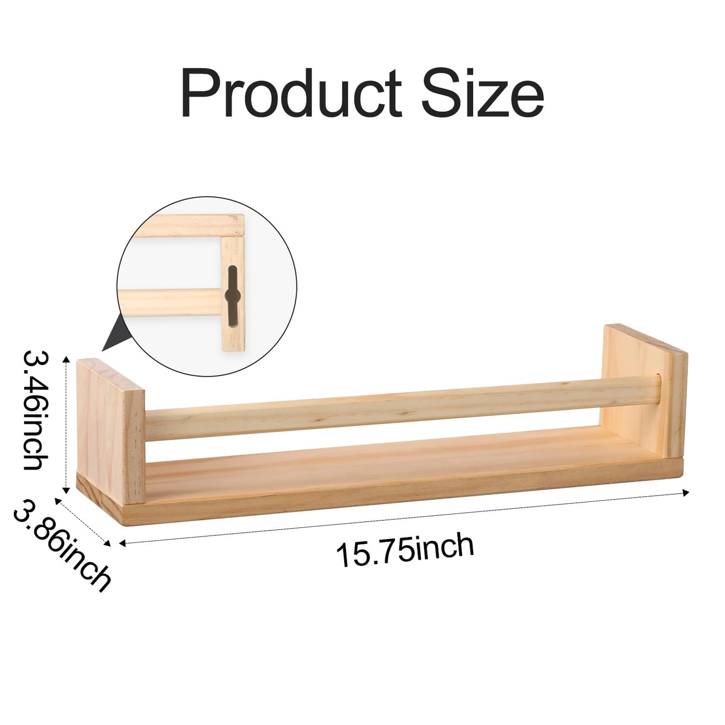 Gneric Floating Shelves for Wall, Burlywood Nursery Book Shelves, 15.7 inch Kids Bookshelf, Wall Shelves for Living Room Bedroom Decor,Kitchen Spice Rack,Bathroom Storage Rack(2 Pack)