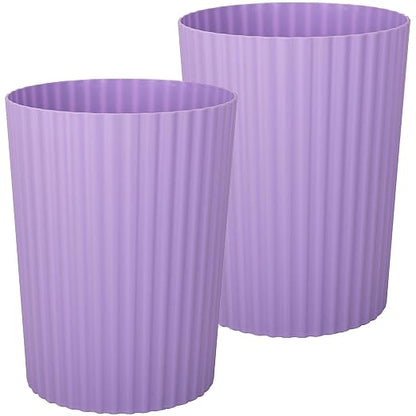 JiatuA Small Trash Can Plastic Wastebasket Round Garbage Container Bin for Bathroom, Kitchen, Bedroom, Home Office, College Dorm, Taro Purple 2 Pack