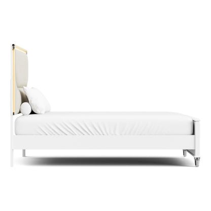 Furniture of America Leila Modern Wood 5-Piece Kids Bedroom Set with LED on Headboard and Mirror, Embossed Panels, Hidden Jewelry Tray, Felt-Lined, No Box Spring Needed, Twin, Pearl White