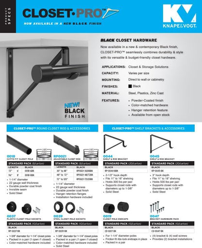 Knape & Vogt Closet Pro Heavy Duty Closet Pole Sockets, Compatible with KV Products Only, CD-0010-BRZ, Bronze