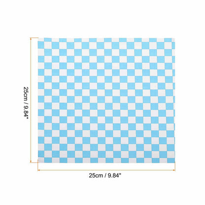 HARFINGTON 300pcs Square Checkered Pattern Wax Paper Sheets 10" x 10" Oil-absorbing Dry Food Wrapping Paper for Sandwich Baking Liners Picnic Basket Bread Hamburger Wrap, Blue