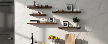 12 Pack - 10 inch Black Hidden L Shelf Bracket (1/5 Inch Thicked) Iron Floating Shelf Brackets Rustic Industrial Metal Brackets for Shelf Support