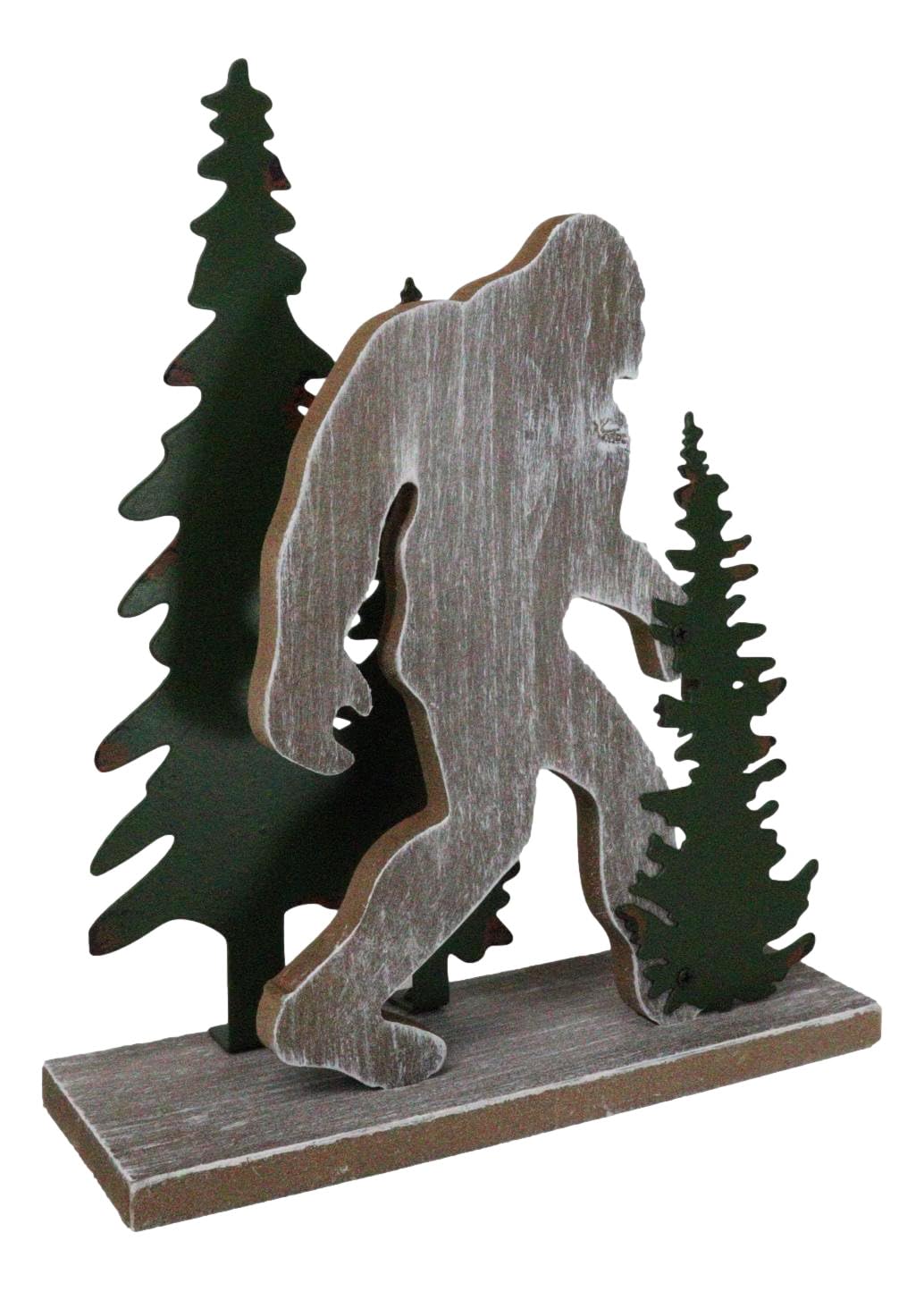 Ebros Gift Rustic Western Forest Wildlife Myth Legend Bigfoot Sasquatch Big Foot by Pine Trees Wooden Silhouette Cutout Desktop Sculpture Accent