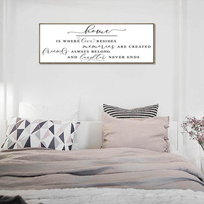 Inspirational Home Sign Canvas Art for Farmhouse Decor - Rustic Living Room Wall Art (Brown Wooden Frame/ 43x15inch)