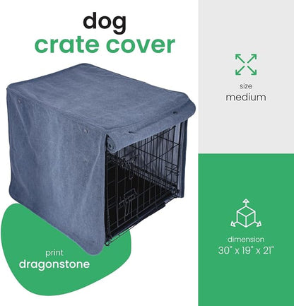 Molly Mutt Dragonstone Dog Crate Cover, GOTS-Certified 100% Organic Cotton Canvas Cover for Dog or Puppy Kennel and Cage, Washable, Free of Harmful Chemicals, Medium/Large, Fits 30"x19"x21" Crate