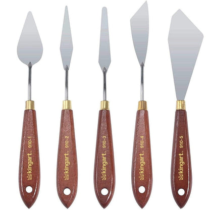 KINGART Painting and Palette 5 Pc. KNIFE SET for Scraping, Mixing and Painting with Oil and Acrylic Paints