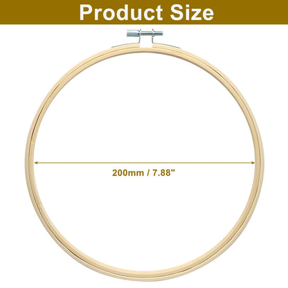 Unlorspy 6Pcs 8Inch Circle Embroidery Hoops, Round Wood Embroidery Hoops Adjustable Bamboo Circle, Cross Stitch Hoop Ring Wooden Frames for Art Craft Sewing/Christmas Decoration