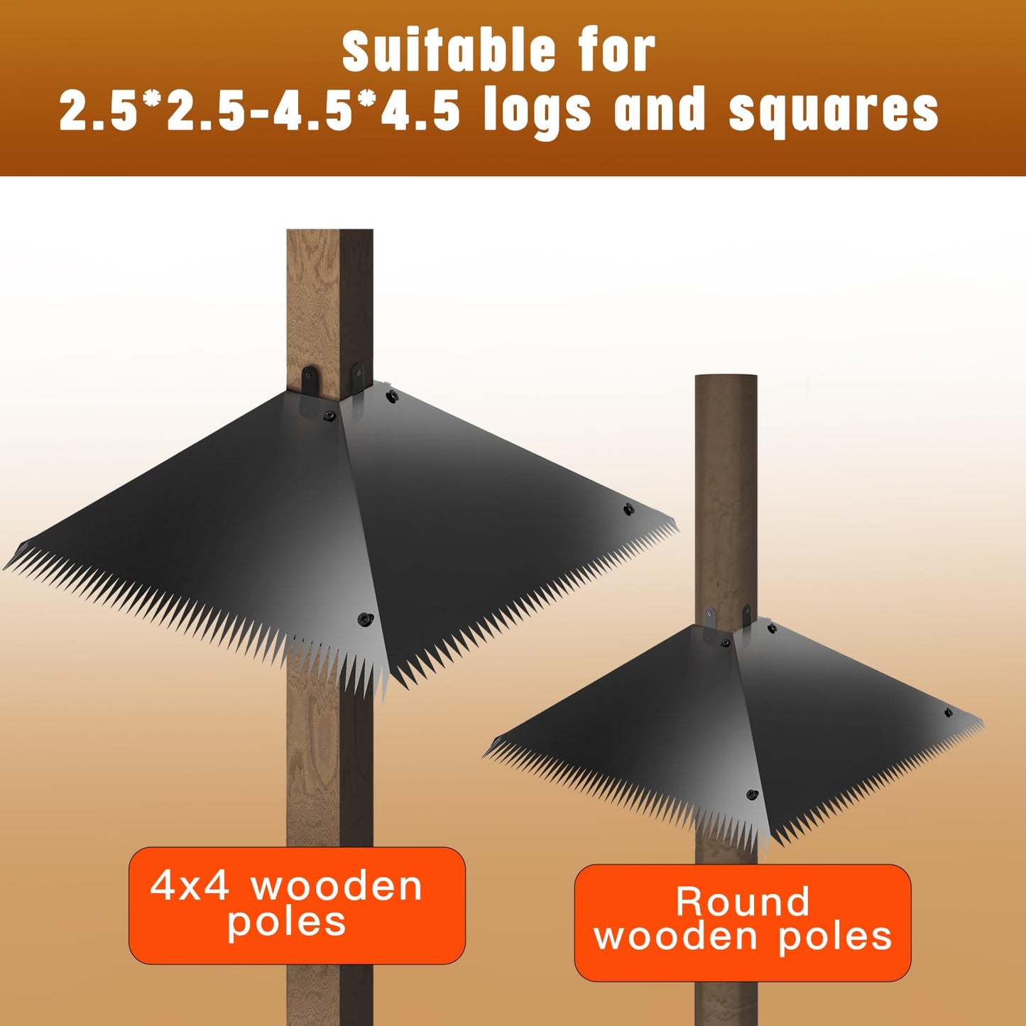 TSSOIYLR Metal Squirrel Baffles with Spikes - Galvanized Steel Squirrel Guards for 4x4 Posts and Bird Feeder Poles - Keeps Squirrels and Raccoons out of Birdhouses (1 Pack)