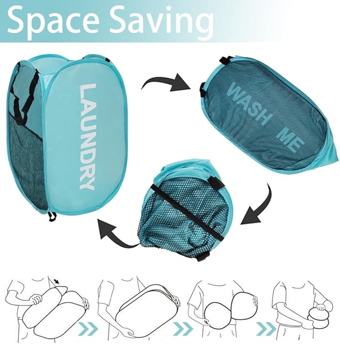Collapsible Laundry Hamper 2 pack Mesh Pop Up Laundry Hamper