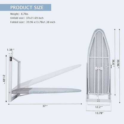 SheeChung Wall Mount Ironing Board 36"X12", Compact Wall Ironing Board