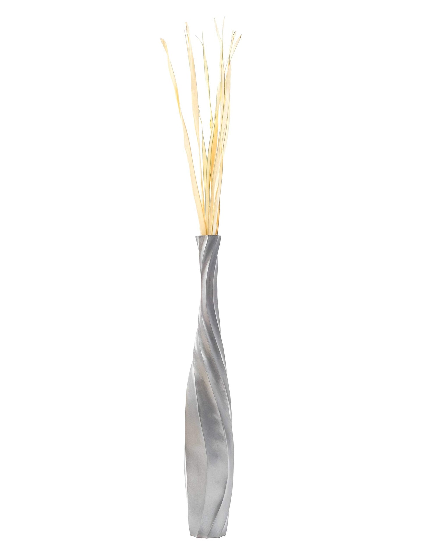 Leewadee Large Silver Home Decor Floor Vase - Wooden 34 inch Tall Farmhouse Decor Flower Holder for Fake Plant and Pampas Grass