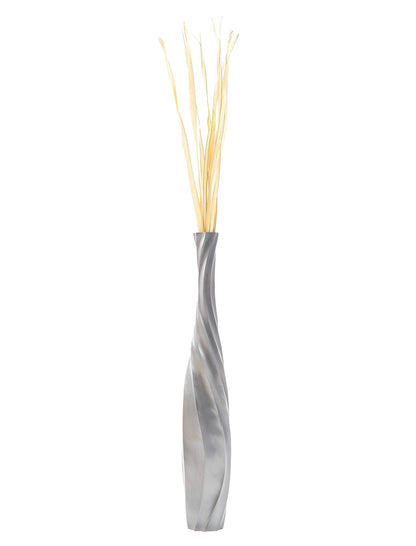 Leewadee Large Silver Home Decor Floor Vase - Wooden 34 inch Tall Farmhouse Decor Flower Holder for Fake Plant and Pampas Grass