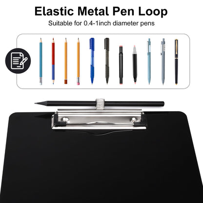 Zoenley Legal Size Clipboard with Pen Holder, Black 8.5 x 14 Plastic Clip Board for Lawyer, Nurse, Business, Size 9 x 15, with Low Profile Clip, Office & School Supplies（2Pack）