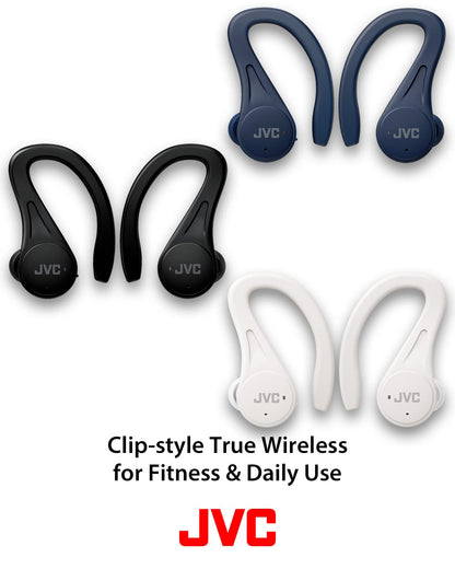 JVC Sport True Wireless Earbuds Headphones, Lightweight and Compact, Long Battery Life (up to 30 Hours), Sound with Neodymium Magnet Driver, Water Resistance (IPX5) - HAEC25TW (White)