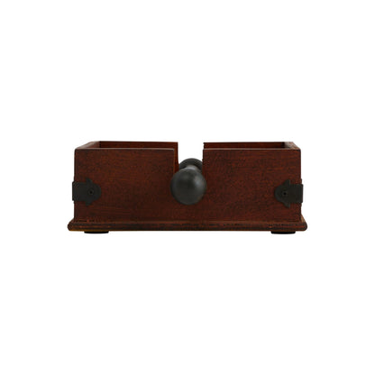 Creative Co-Op Square Wood Napkin Holder with Metal Bar
