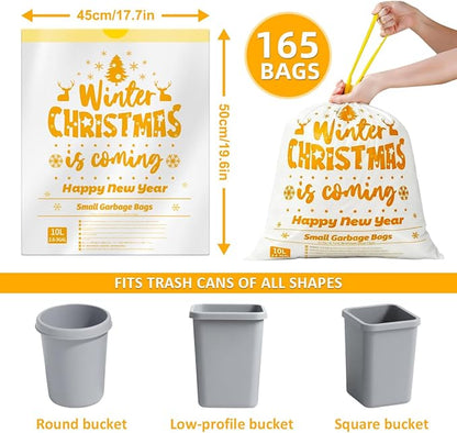 XUXRUS Gold Trash Bags Mini Trash Bags, 3 Gallon Small Bathroom Drawstring