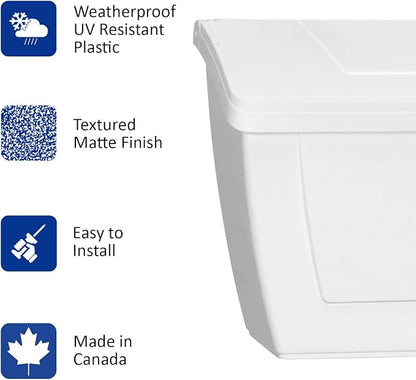 Small Plastic Mailbox for Outside Porch, Easy to Install Wall Mount, Lightweight, Heavy Duty, Rustproof, Maintenance-Free Horizontal Mail Box for House - Made in Canada - 15.5” x 4” x 6.25” (White)