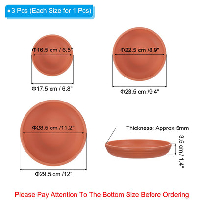 PATIKIL Plant Saucer Tray, 3 Pack 7/9/12 Inch Plastic Round Plant Saucer Flower Planter Drip Tray for Indoors Outdoors Patio Balcony, Terracotta