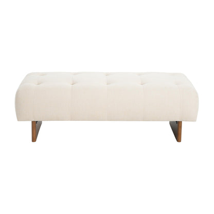 Christopher Knight Home Yvone Modern Upholstered Ottoman Bench, Minimalist Wooden Entryway Bench, Living Room Sofa Extra Seat, Ottoman End of Bed Bench for Bedroom, Beige+Brown