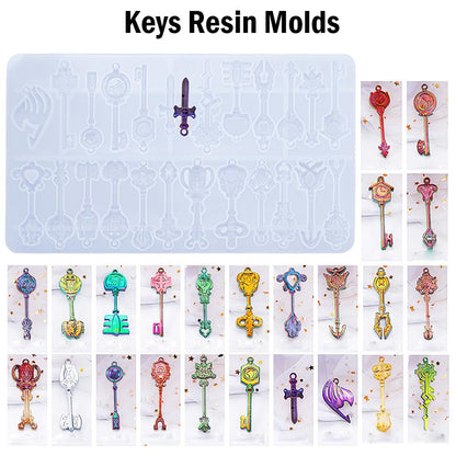 iSuperb Key Mold for Resin,Key Silicone Mold for Cake Decoration, Sugarcraft, Cupcake Topper, Chocolate, Pastry, DIY Jewelry Making,Epoxy Resin Mold (1 Set)