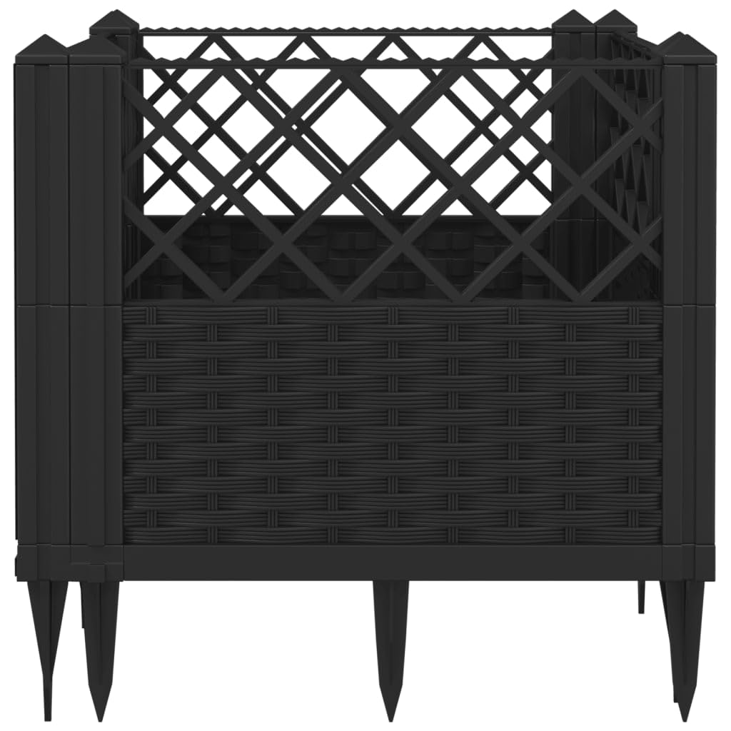 Qnhdfrt Black Square Garden Planter 17.1 Inch Modular Outdoor Large Planter Box with Basketweave Design for Raised Beds Gardens Patios and Terraces
