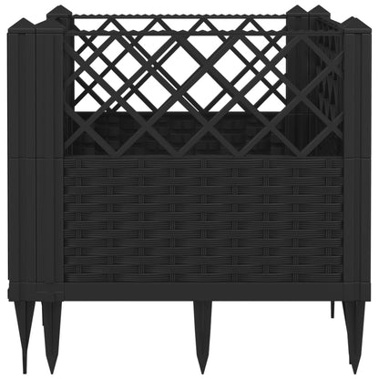 Qnhdfrt Black Square Garden Planter 17.1 Inch Modular Outdoor Large Planter Box with Basketweave Design for Raised Beds Gardens Patios and Terraces