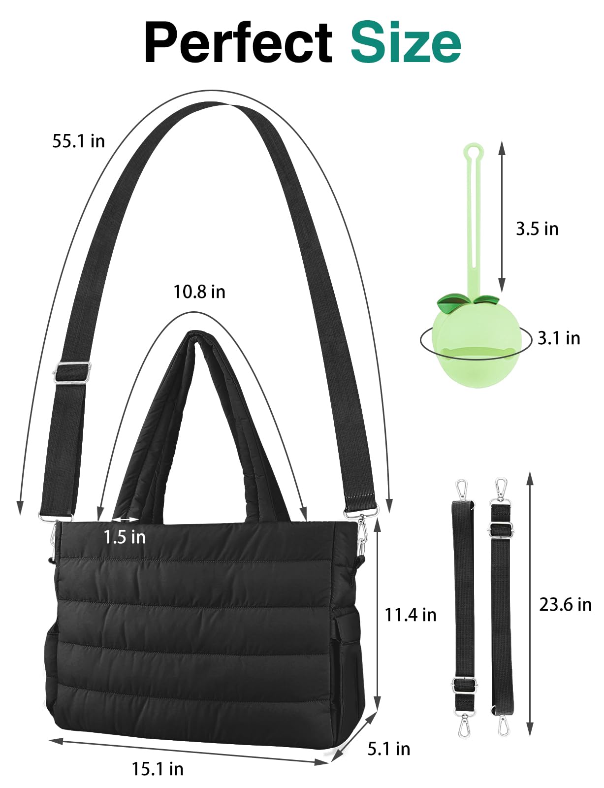 KUBYA Diaper Bag Tote, Baby Diaper Tote Bags Crossbody Hospital Bag Travel Large Mommy Bag, with Silicone Pacifier Case