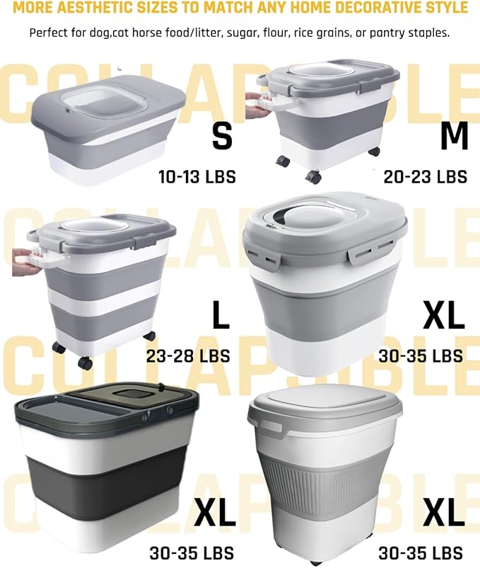 13 Lbs Dog Food Container, Collapsible Dog Food Storage Container