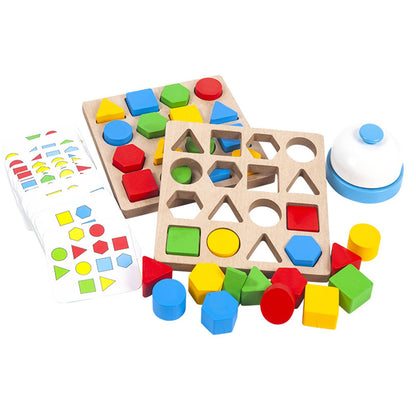 Montessori Toys for 3 4 5 6 7 8, Educational Wooden Pattern Blocks Race Shape Matching Sorting Sensory Toy, Geometric Shape Activity Board Game Toddlers Kids Boys Girls (for 2 Players)
