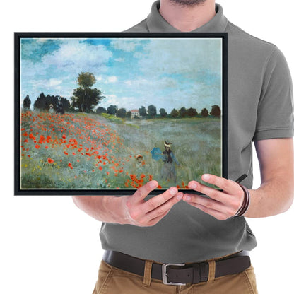 Wieco Art Framed Wall Art The Poppy Field Near Argenteuil Canvas Prints of Claude Monet Floral Oil Paintings Classic Flowers Landscape Pictures Artwork for Bedroom Home Decorations