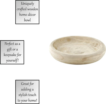BOLTCORRSE Wooden Decorative Bowl – Hand Carved Natural Wood Fruit Bowl, Rustic Farmhouse Dough Bowl Decor, Wooden Serving Bowl for Coffee Table, Entryway Key Bowl or Kitchen Centerpiece