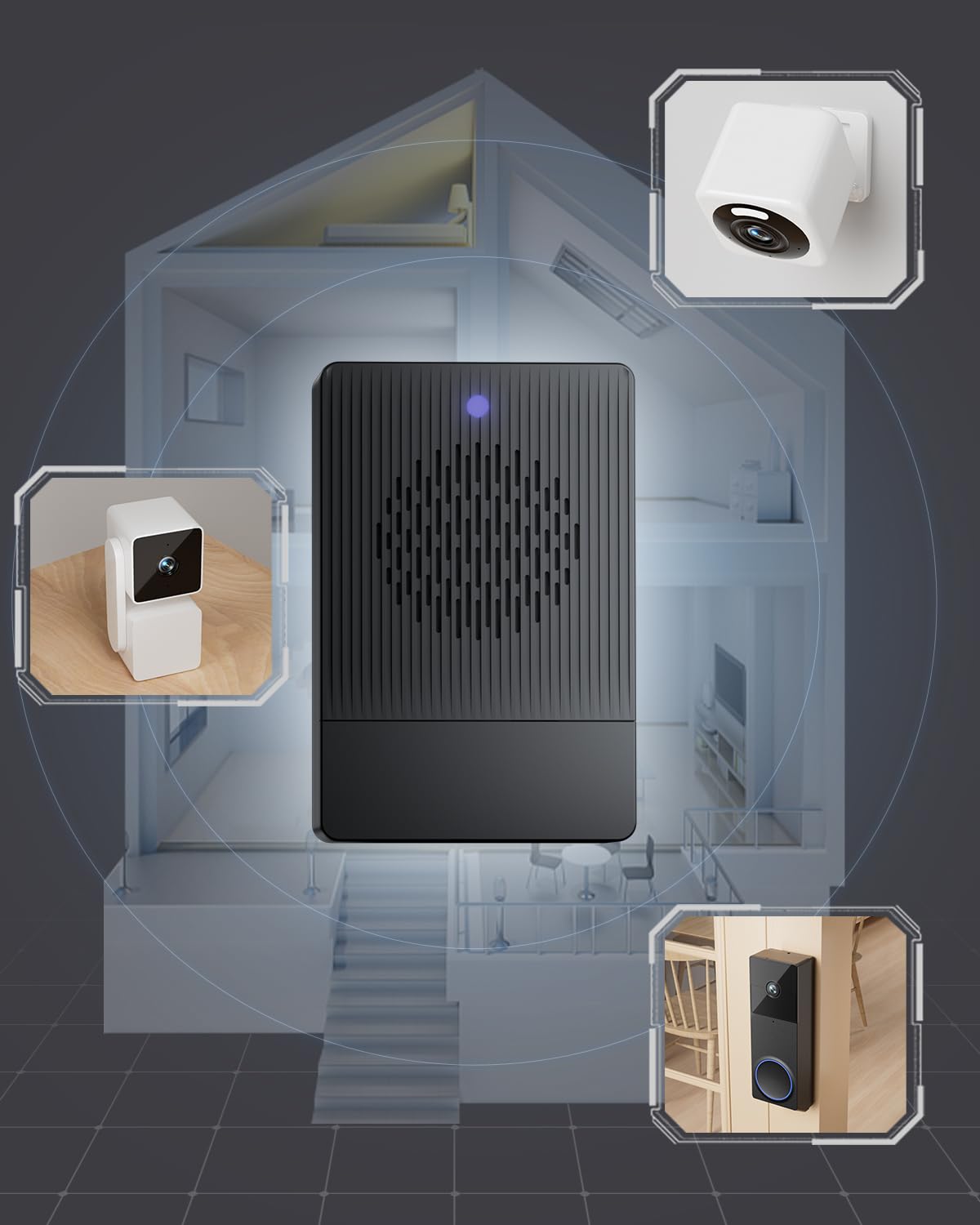 WYZE Wireless Duo Cam Video Doorbell (Chime Included), Battery Powered, 2K Full HD Video, 2 Cameras (People and Package), 2-Way Audio, Color Night Vision