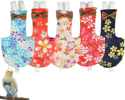 5pcs Bird Diaper Cute Printed Parrot Flight Suit Parrot Nappy Reusable Pigeon Pants Cockatiel Clothes for Parakeet Mini Macaw Budgie Canary for Indoor Outdoor - color1 S