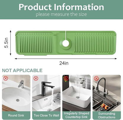 24 Inch Silicone Faucet Mat for Kitchen Sink Splash Guard Folding Faucet Mat