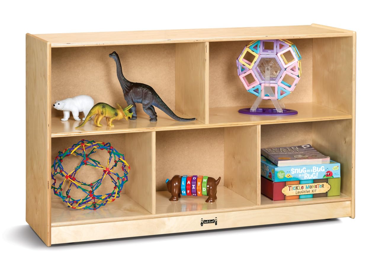 Jonti-Craft Low Single Mobile Storage Unit Shelves, 29.5 x 48 x 15 in,Yellow