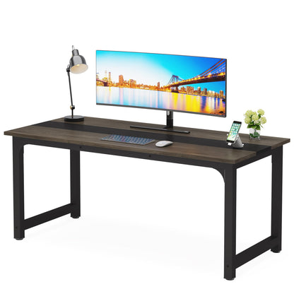 LITTLE TREE 63 Inch Large Executive Office Desk, Simple Computer Workstation with 31.5 inch Extra Wide Desktop for Home Office