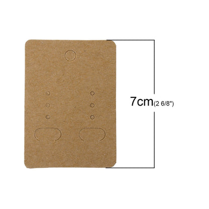 Paper Jewelry Earrings Ear Studs Display Cards Rectangle Light Coffee 7cm(2 6/8") x 5cm(2") (200 Pcs)