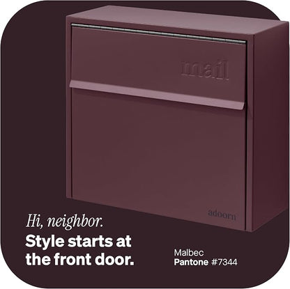 Adoorn Lockable Wall Mount Mailboxes for Outside - Small Anti-Theft Locking Mailbox for Letters - Weatherproof Construction - Durable Steel - 13.5" H x 15" L x 5.5" D - Malbec