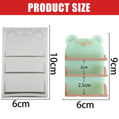 Mini Bear Display Shelf Shape Resin Silicone Molds 3D Simulation Bookshelf Epoxy Casting Molds for DIY Micro Resin Dollhouse Kitchen Tiny Things Display Decor