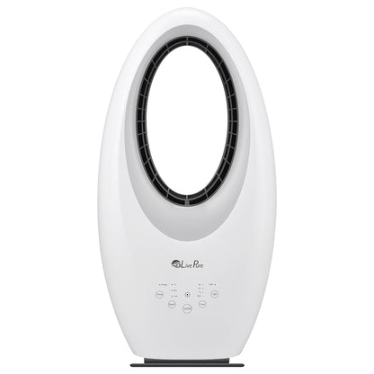 LivePure Bladeless Oscillating Fan w/Filter and Aroma Tray. 3-Speed Adjustment, Touch Control, Quiet Cooling, Stand Up Fan for Bedroom, Office, Kitchen, White