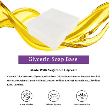 TinMeZor 2LB Clear Glycerin Soap Base Melt and Pour Glycerin Soap Base for Crafting and Making, Natural,Organic,Vegan, Easy to Cut