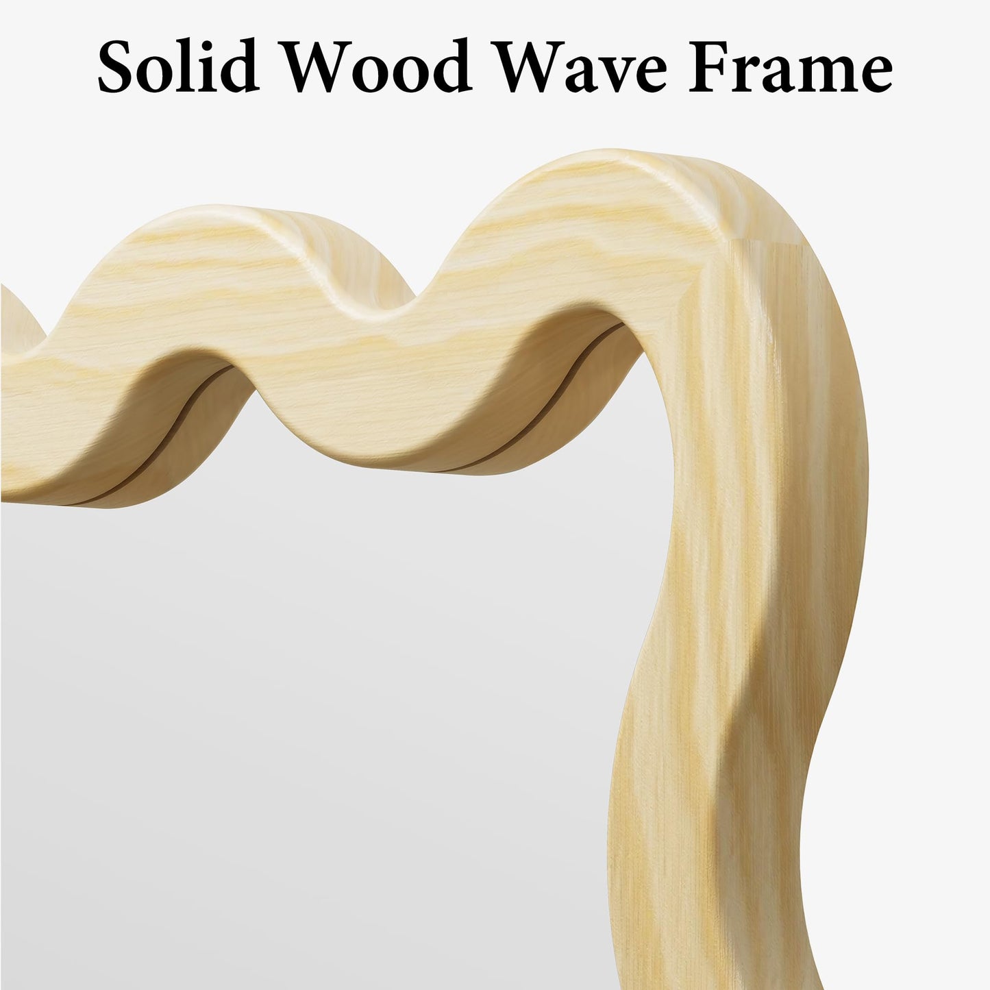 Pocetry 22"x30" Wood Wavy Wall Mirror for Powder Room, Solid Wood Squiggle Mirror for Vanity, Small Asymmetrical Irregular Mirror, Natural Wooden Boho Aesthetic Decor